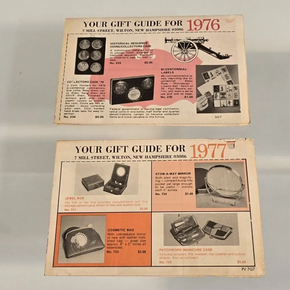 1976 - 1977 Mail Order Gift Guides Leaflets 7 Mill Street Wilton New Hampshire